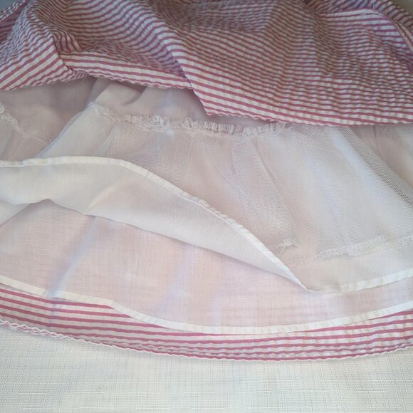 Rare Editions Girls Pink White Seersucker‎ Dress With White Lace Applique - Picture 6 of 10